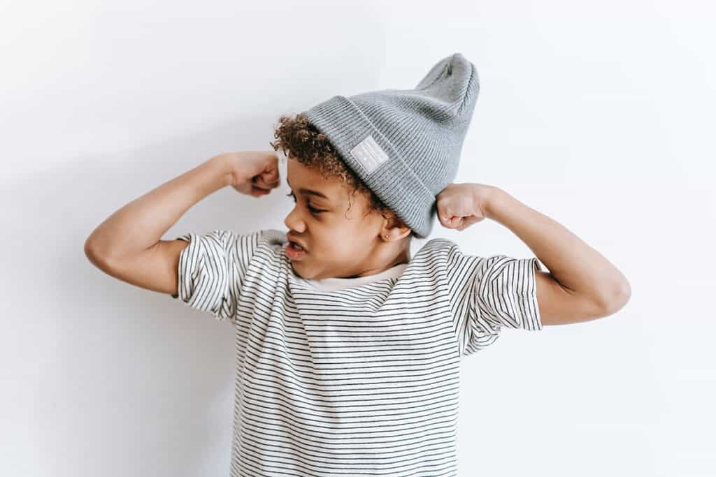 Child being strong